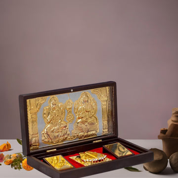 Placeables 24Carat Gold Plated Ganesh Laxmi Pocket temple | Pooja Box