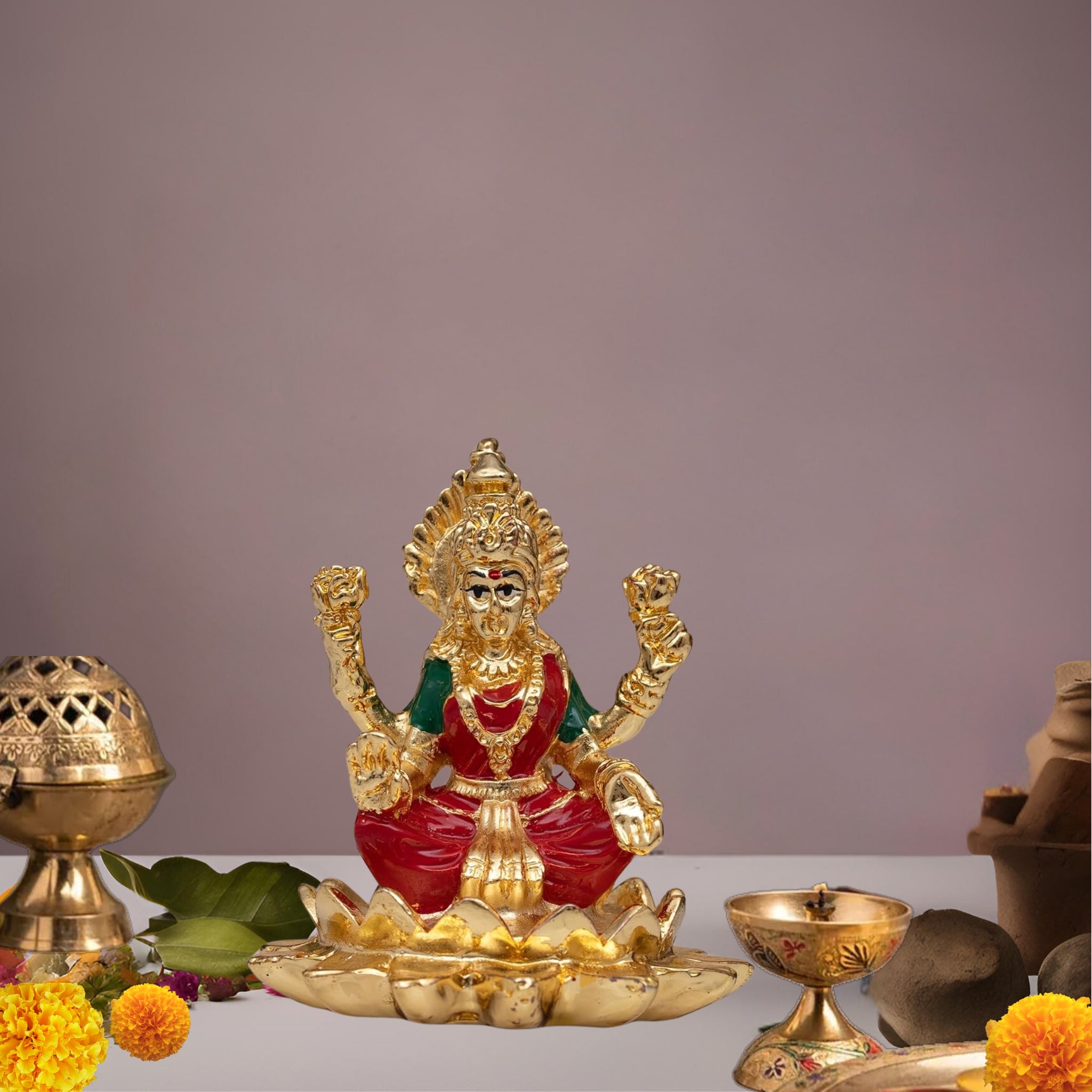 Placeables 24 Carat Pure Gold Plated Laxmi idol | Murti 3 inch