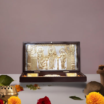 Placeables 24Carat Gold Plated Ram Darbaar  Pocket temple | Pooja Box